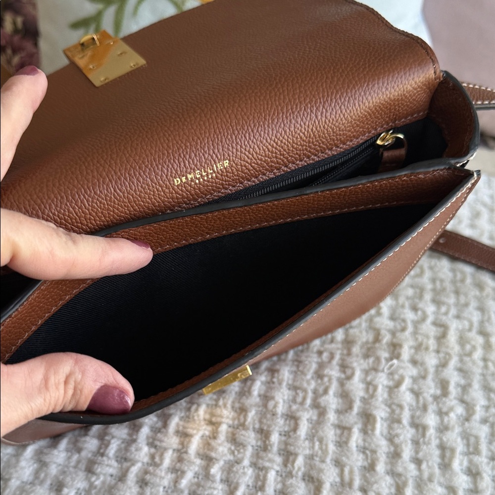 DeMellier Brown Leather Crossbody with Gold Hardware Accent - Picture 9 of 14